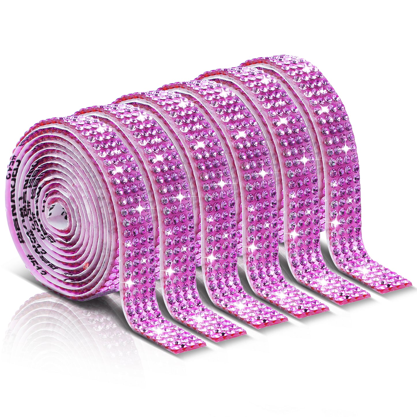 1 Yards Self Adhesive Rhinestone Strips Bling Crystal Rhinestone Ribbon Glitter Diamond Roll Stickers Trim Rhinestones for DIY Crafts Fabric Car Shoes Mobile Phone Décor (6 Volume,4 Rows)