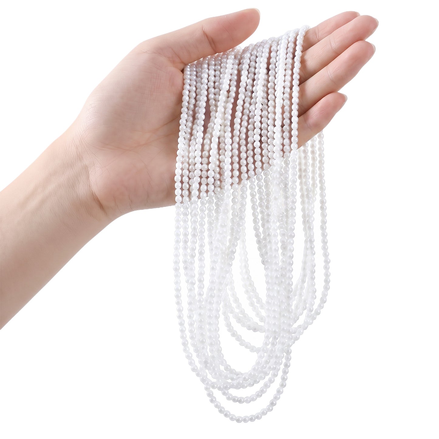 33 Feet Pearl Garland - 3mm Faux Pearl Beads String, Crafts Pearls Strands for Wedding Party Favor Decorations(White)
