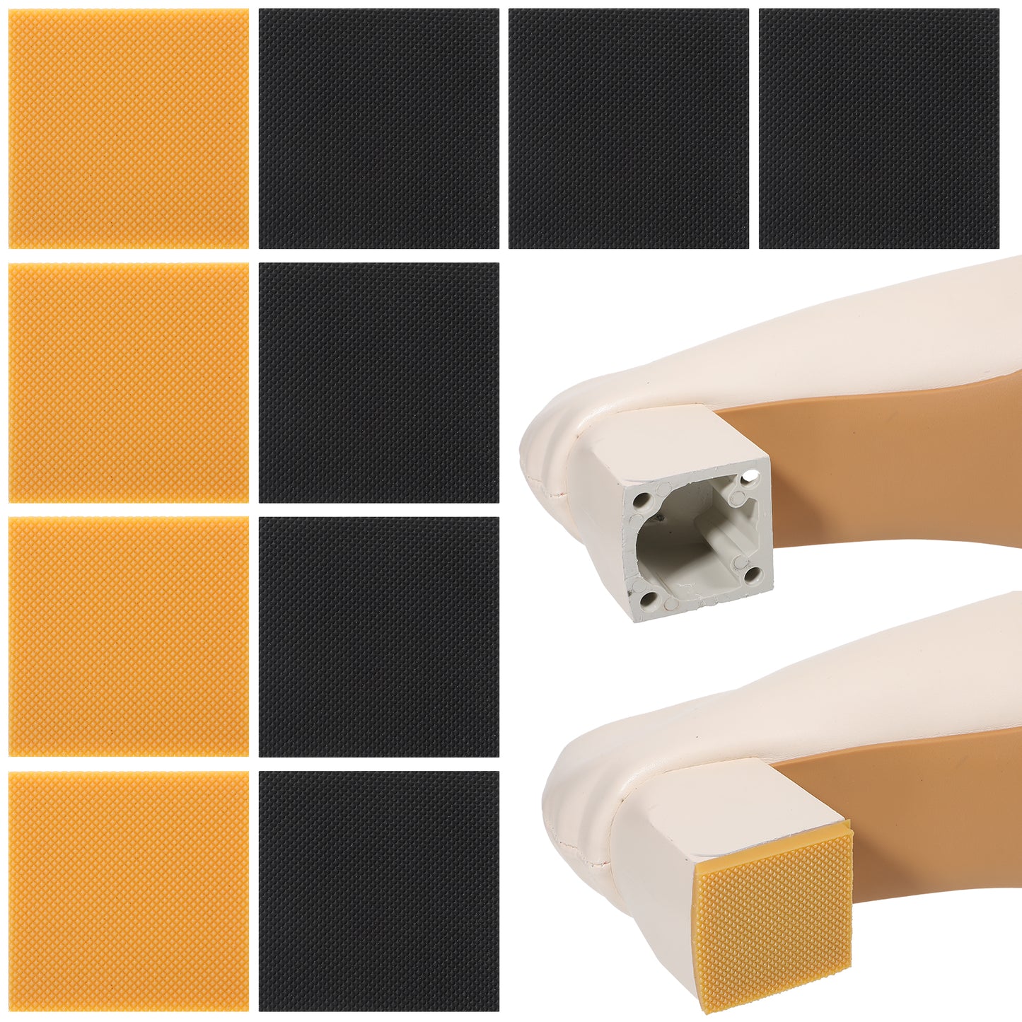 10pcs High Heels Patch, Rubber Boot Heel Replacement, Square Sole Repair Tips, Non Slip Heel Protectors, 6 x 6 x 0.35CM