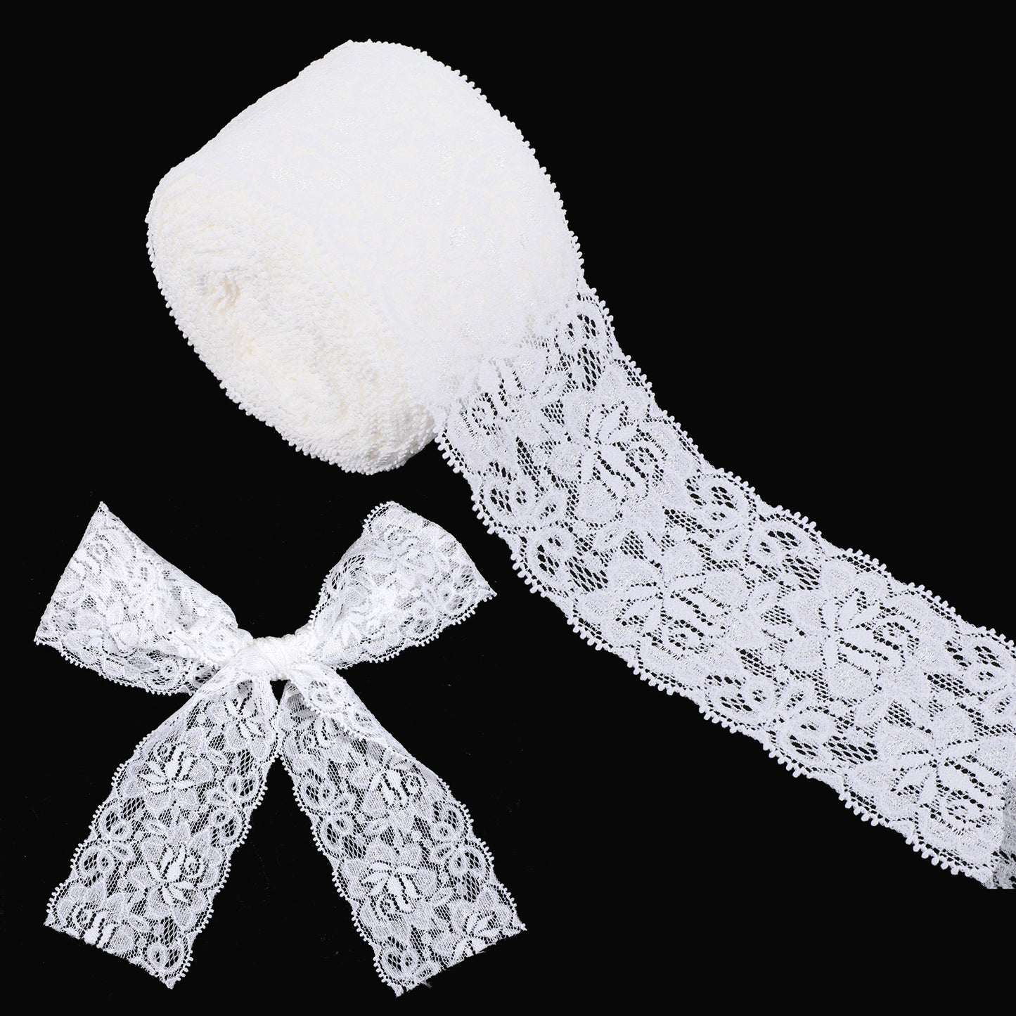 1 Roll White Lace Ribbon, 10 Yard x 2.36 Inches White Lace Fabric, Wide Laces Trim for Sewing, for Handmade Crafts, Sewing, Gift Wrapping, and Wedding Bridal Ceremonies