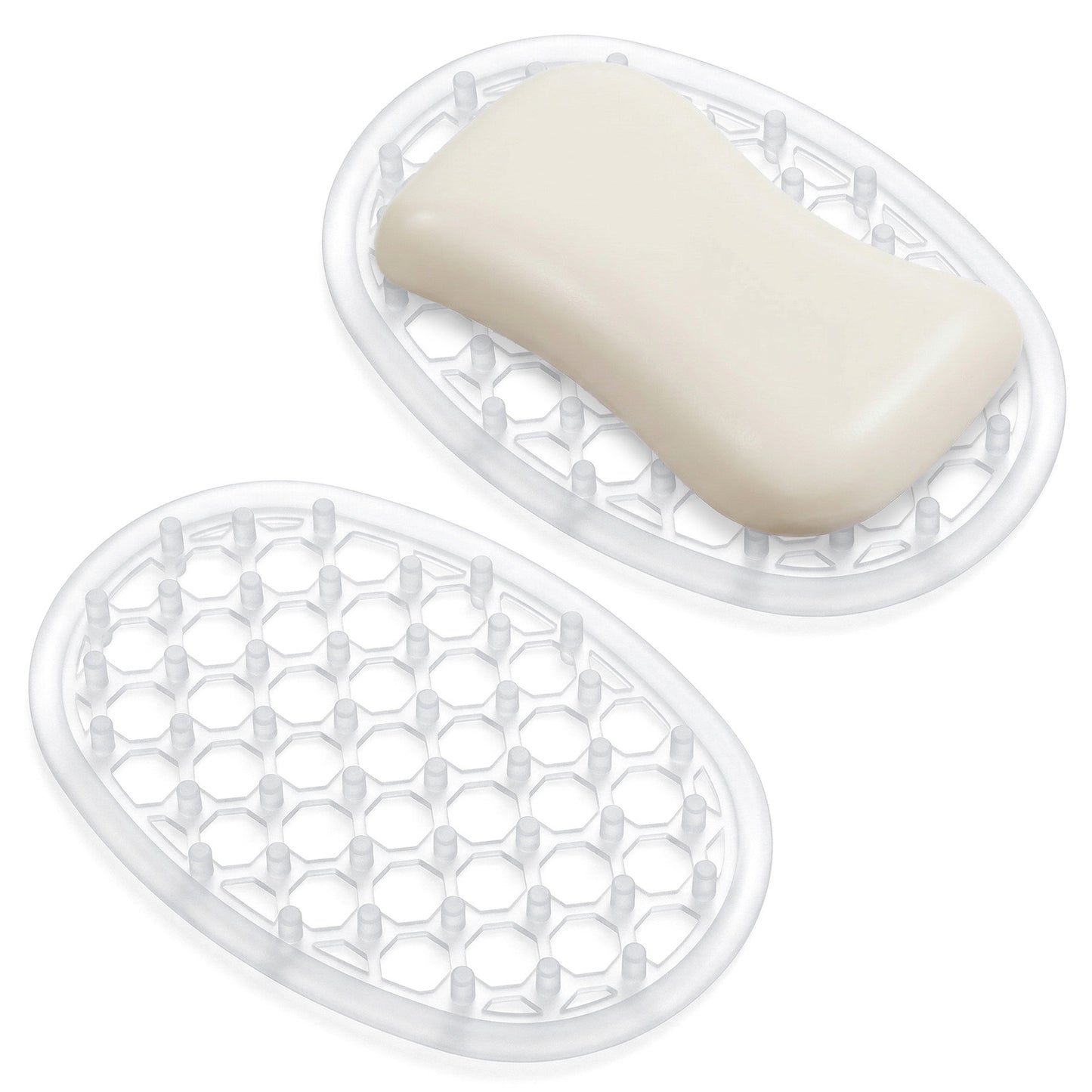 2Pcs Soap Dish for Shower Non-Slip Bar Soap Holder Silicone Soaps Holder with Drain Holes for Kitchens, Bathrooms And Shower Countertops