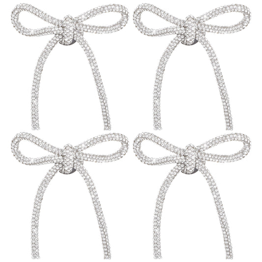 Rhinestone Bow Brooch Pin For Women, Long Tassel Lapel Pins, Elegant Crystal Bowknot Corsage For Dress, Suit, Shirt, Clothes Accessories, Wedding, Party Jewelry