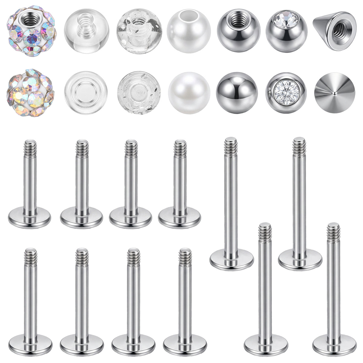 26Pcs 16G Labret Helix Piercing Jewelry Lip Monroe Medusa Nose Rings Stud