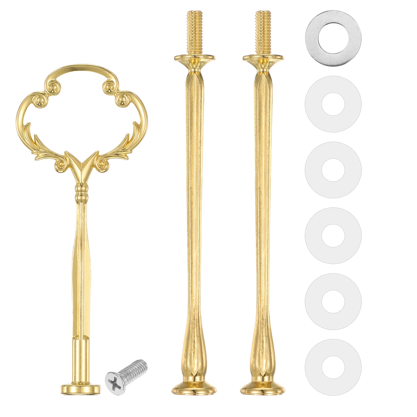 Josojoou Gold Cake Stand - 3-Tier Tiered Tray Hardware Kit for Wedding, Party & Events - Heavy Duty Handle & Plate Holder for Cupcake, Dessert, Flower display