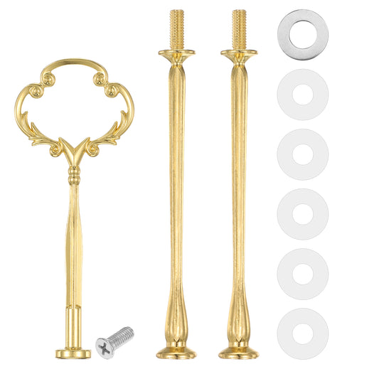 Josojoou Gold Cake Stand - 3-Tier Tiered Tray Hardware Kit for Wedding, Party & Events - Heavy Duty Handle & Plate Holder for Cupcake, Dessert, Flower display