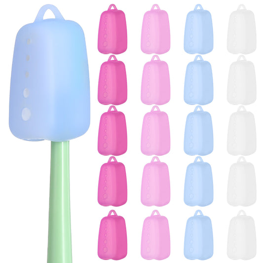 Josojoou 20PCS Silicone Toothbrush Covers, Breathable Toothbrush Caps, Colorful Toothbrushes Covers, Essential Toothbrushes Accessories, Suitable for Home, Travel, Bathroom, Gym, Camping