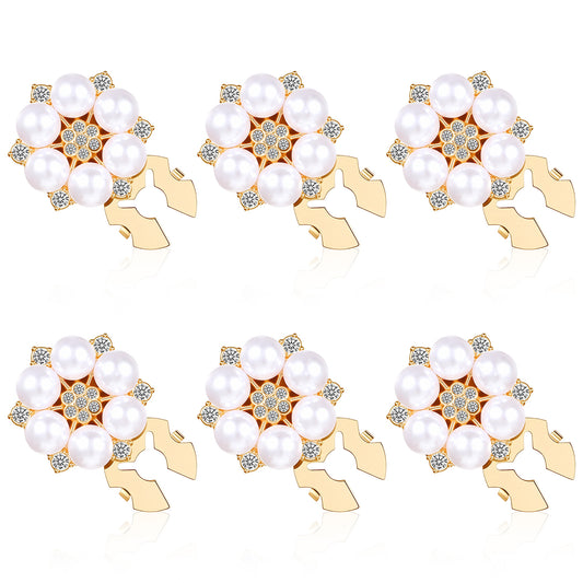 6Pcs Rhinestone Button Covers for Women Detachable Button Jewelry Covers Pearl Crystal Decorative Clips Gold Buttons Pins for Women Men Jeans Shirts DIY Craft Clothing Embellishments