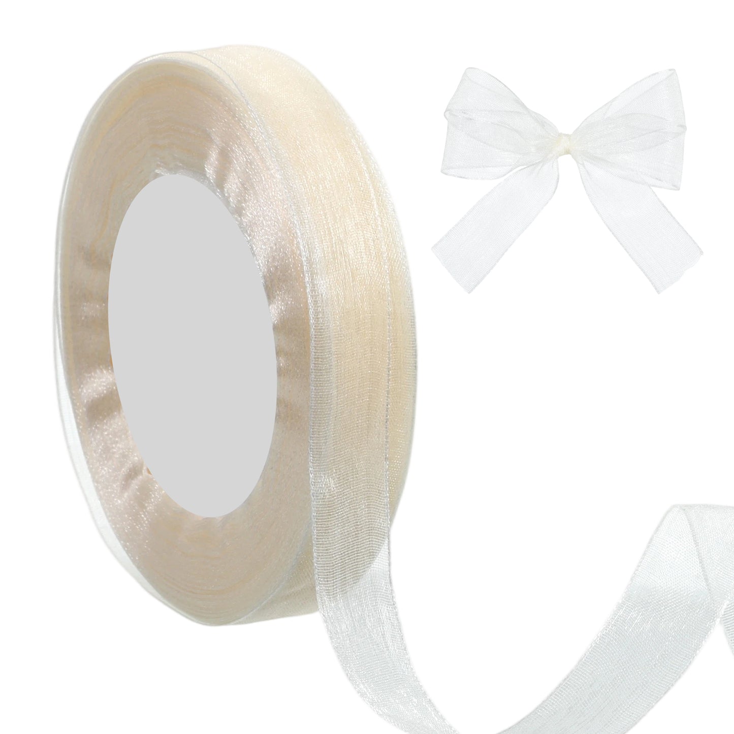 2Rolls Ivory White Satin Ribbon 0.63Inch 80Yards Cream Tulle Ribbons