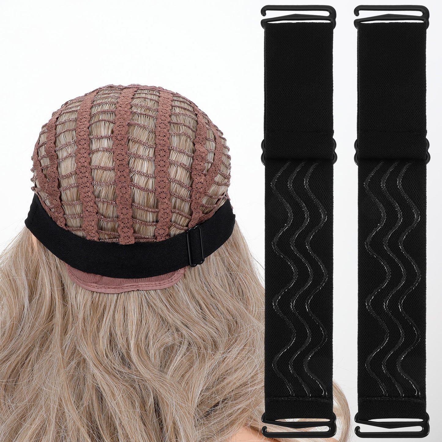 Telooco 6Pcs Adjustable Elastic Band for Wigs Black Grip Wig Strap Silicone Strips Removable Wig Band for Glueless Wig Cap Making for Wig Accessories Keeping in Place