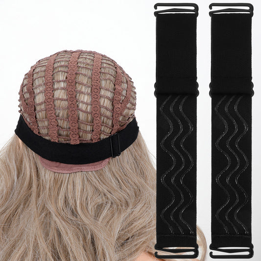 Telooco 6Pcs Adjustable Elastic Band for Wigs Black Grip Wig Strap Silicone Strips Removable Wig Band for Glueless Wig Cap Making for Wig Accessories Keeping in Place