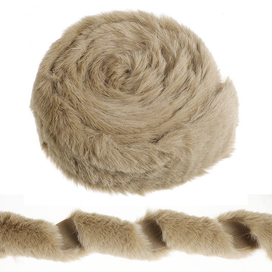 Lusofie Christmas Fur Trim Brown Faux Fur Ribbon Trim Brown Fur Fabric Roll for Garland Wreath Bows Santa Costume Sewing Christmas Tree Decor(1.97inch x 3 Yards)