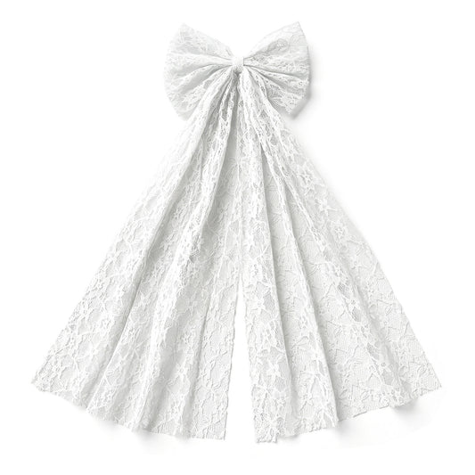 Ziuohaa White bow veil Clip - lace veils for women wedding - bridal bow velo de novia para boda Elegant Wedding Hair Accessories For Bachelorette Party And Bridal Shower