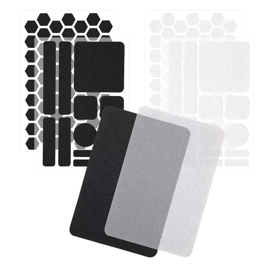 6Pcs Phone Grip Tape Finger Grip Stickers Pre-Cut Non Slip Kit Adhesive Traction for Phone Handles Laptop Transparent (Gray+Transparent)