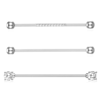 Josojoou 3Pcs sliver Industrial Piercing Jewelry, 14G Surgical Steel Cubic Zircon Industrial Bar, Cartilage Helix Piercing Barbell Earrings, Body Piercing Jewelry for Women Men
