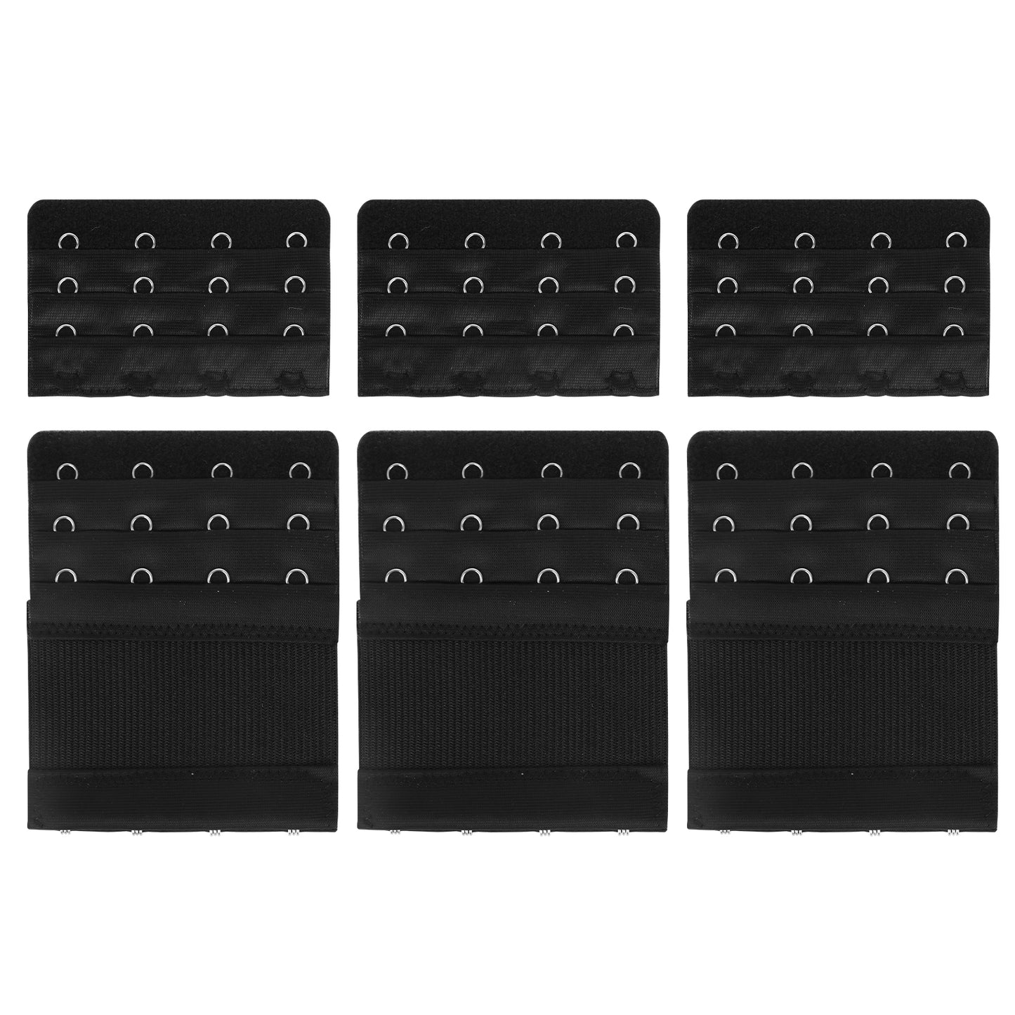 Lusofie 6 Pieces Elastic Bra Extenders 2/3/4 Hook 3 Row Soft and Comfortable Bra Strap Extender Bras Band Extender for Women Lady(Black(4hook))