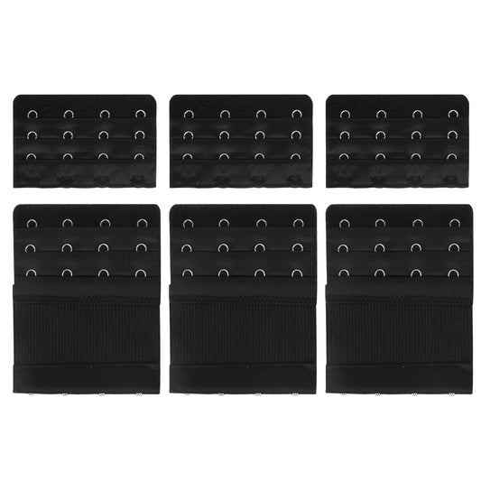 Lusofie 6 Pieces Elastic Bra Extenders 2/3/4 Hook 3 Row Soft and Comfortable Bra Strap Extender Bras Band Extender for Women Lady(Black(4hook))