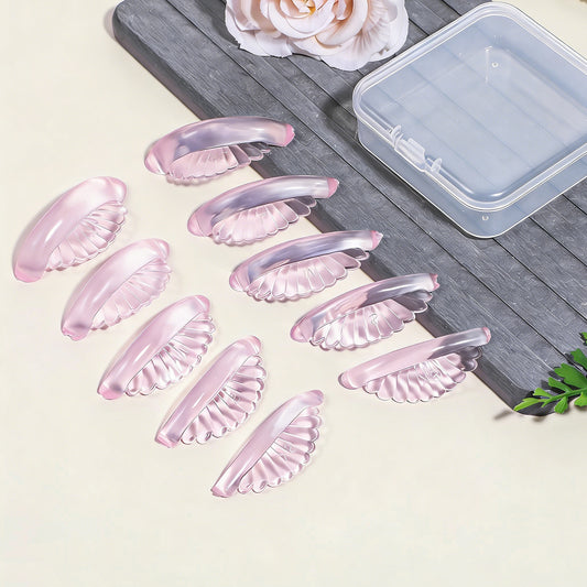 10 pcs Eyelash Lift Pads 5 Sizes Lash Lift Shields Self-Adhesive No Glue Rods Silicon Soft Eyelash Pads for Shield DIY Use at Home or Salon(with Storage Box)
