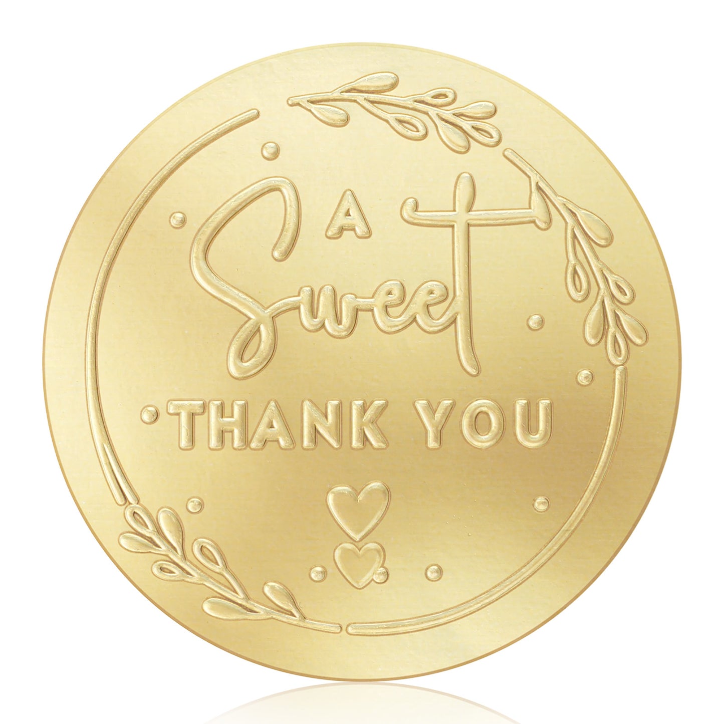 Sweet Thank You Labels, Embossed Round Gold Matte Stickers, Wedding Snack Bag Sweets Desserts Favors Stickers, 1.6 Inch Diameter