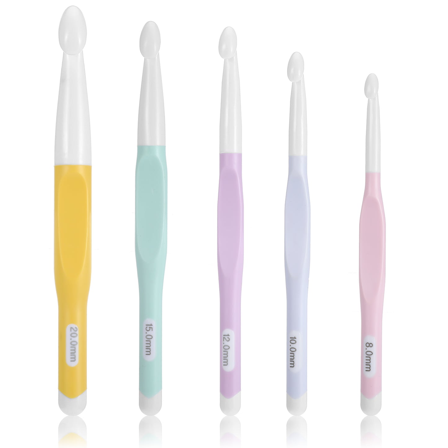 Large Sizes Crochet Hooks 5Pcs Ergonomic Crochet Hooks Set Big Crochet Hook for Aarthritic Hands Yarn Weaving Tools for Beginners Crocheting & Knitting Supplies, Size 8mm 10mm 12mm 15mm