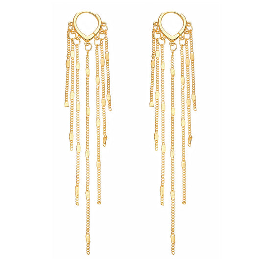 Gold Chandelier Earrings, Tassel Dangly Earrings,Bohemian Dangle Earring for Bridal Parties, Proms, Country Concerts and Festive Accessories