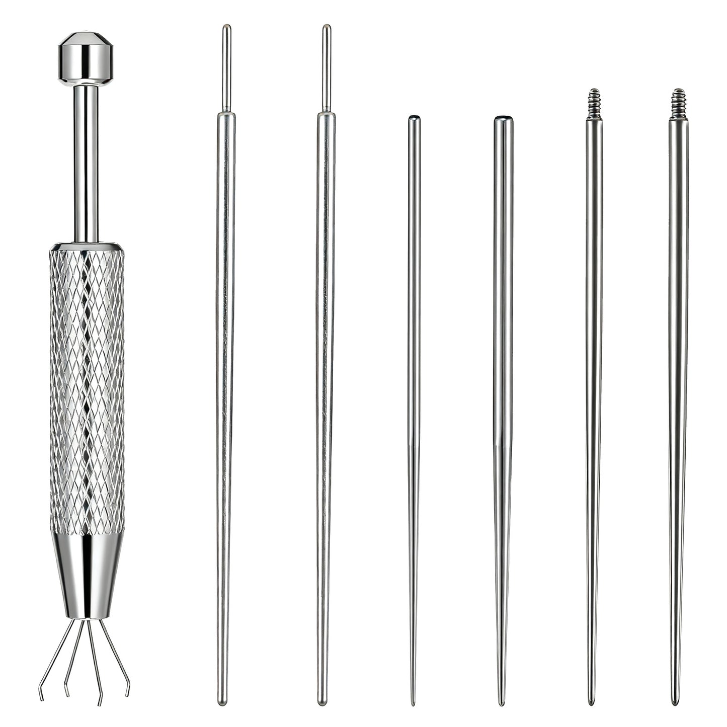 Piercing Grabber Tool, 6Pcs Stainless Steel Piercing Taper Insertion Tool with Piercings Ball Grabber, 14G 16G 18G Flat Back Threaded & Threadless Insertion Pins for Nose Lip Ear Tragus Helix Eyebrow