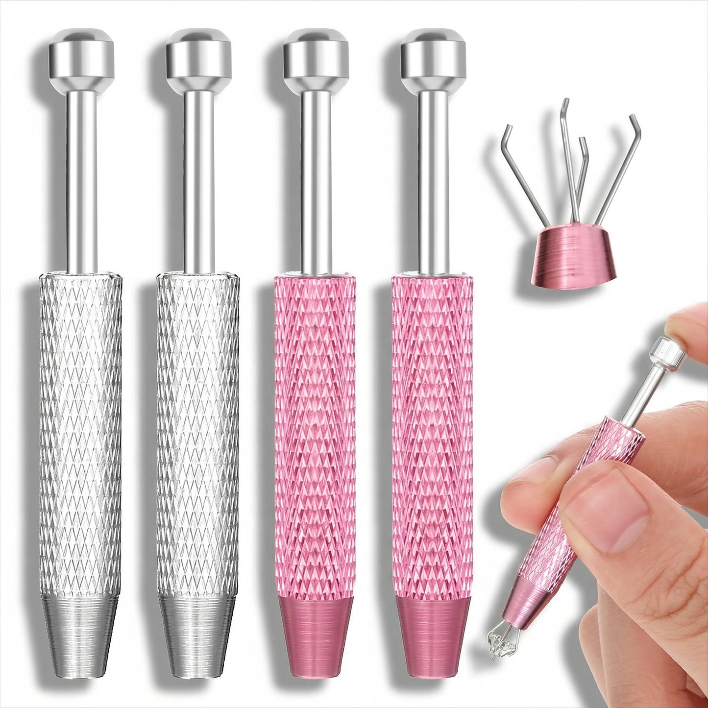 Tucnoeu 4Pcs Piercing Ball Grabber Tool for 14G 16G 18G 20G Jewelry Changing - Stainless Steel Piercing Tools for Changing Jewelry