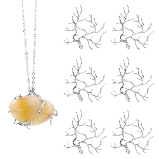 Lusofie 6pcs Open Bezels for Resin, Dendritic Bezels for Jewelry Making, Frame Pendants Resins, Open Bezels Charms Molds for Resin Casting, Necklaces Earrings Making Supplies(Sliver)