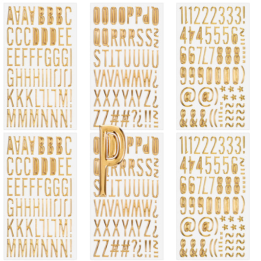 6 Sheets 3D Gold Letters Stickers and Alphabet Stickers for Scrapbooking Waterproof Golden Foam Sticker Letters for Scrapbooking Sign Poster DIY Grad Cap Decoration