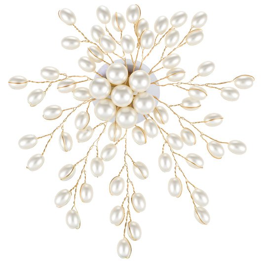 Large Pearl Brooches for Women, White Flower Pearl Brooch Pin Snowflake Design, Vintage Sparkling Brooch for Wedding Party, Lightweight 3x2.36 inch Faux Pearls Jewelry Gift