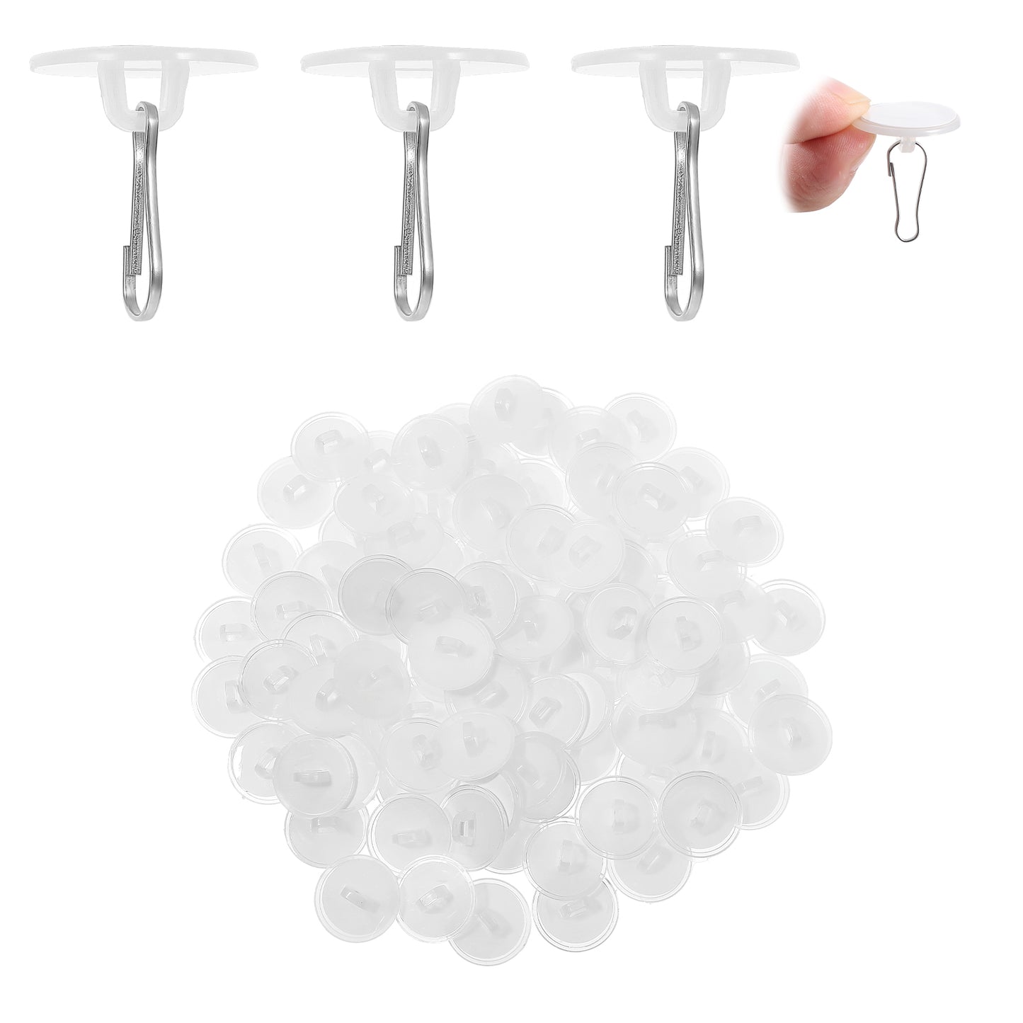 Lusofie 60Pcs Self-Adhesive Ceiling Hooks Drop Ceiling Hooks for Hanging Round Suction Cup Sticky Hooks for Hanging No-Drill Hook for Hanging Birthday Party Wedding Festival Christams Decorations