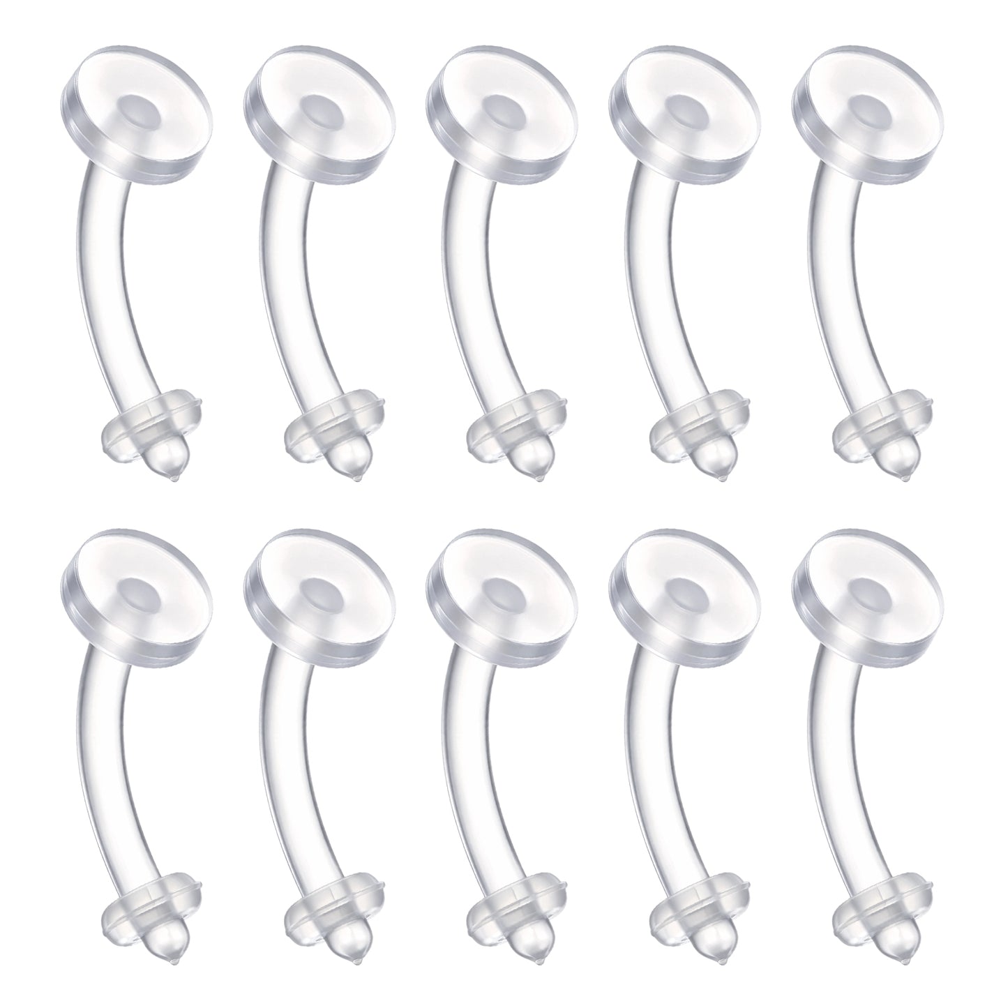 Josojoou 10Pcs Plastic Belly Button Rings 14G Clear Belly Button Ring Acrylic Nose Rings Lip Eyebrow Nipple Tongue Body Piercing Jewelry for Women Men Sports Surgery(StyleB)