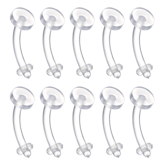 Josojoou 10Pcs Plastic Belly Button Rings 14G Clear Belly Button Ring Acrylic Nose Rings Lip Eyebrow Nipple Tongue Body Piercing Jewelry for Women Men Sports Surgery(StyleB)
