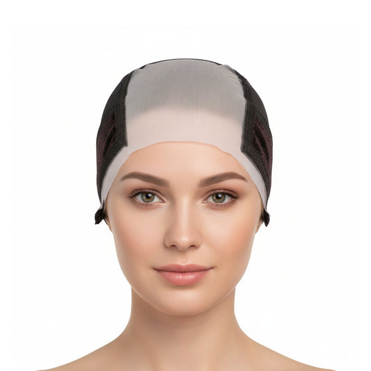 Lace Wig Cap for Women Glueless Wig Grip Cap with 4x5 Transparent Lace Wig Caps Non-Slip Adjustable Wig Grip Cap with Grip Band for Keeping Wigs In Place
