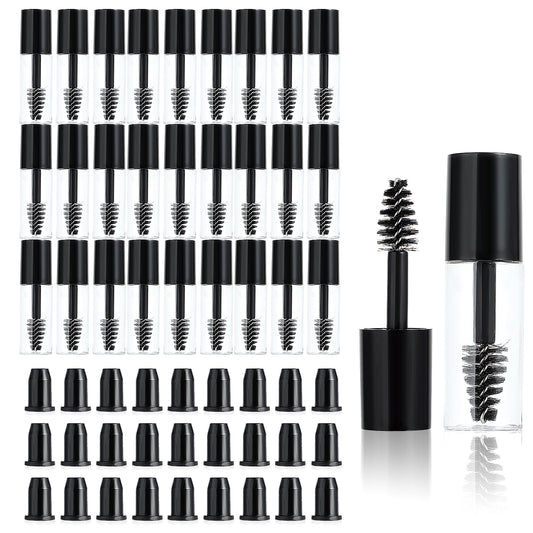 Tucnoeu 29 PCS Empty Mini 3ml Mascara Tubes and Wand for Castor Oil, Small Sample Size Eyelash Growth Packing Tube Container (29)