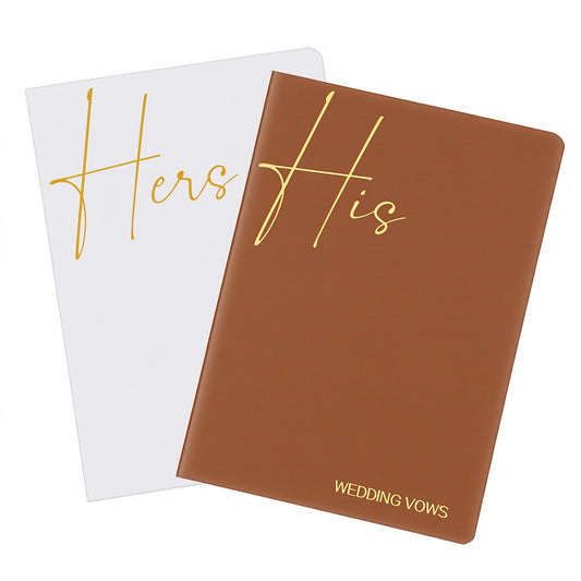 Vow Books His and Hers for Wedding - Lined Vow Booklets Wedding Registry Gifts Ideas for Bride & Groom - Leather-Look Keepsake Journals for Weddings Vows and Memories | Brown & Grey