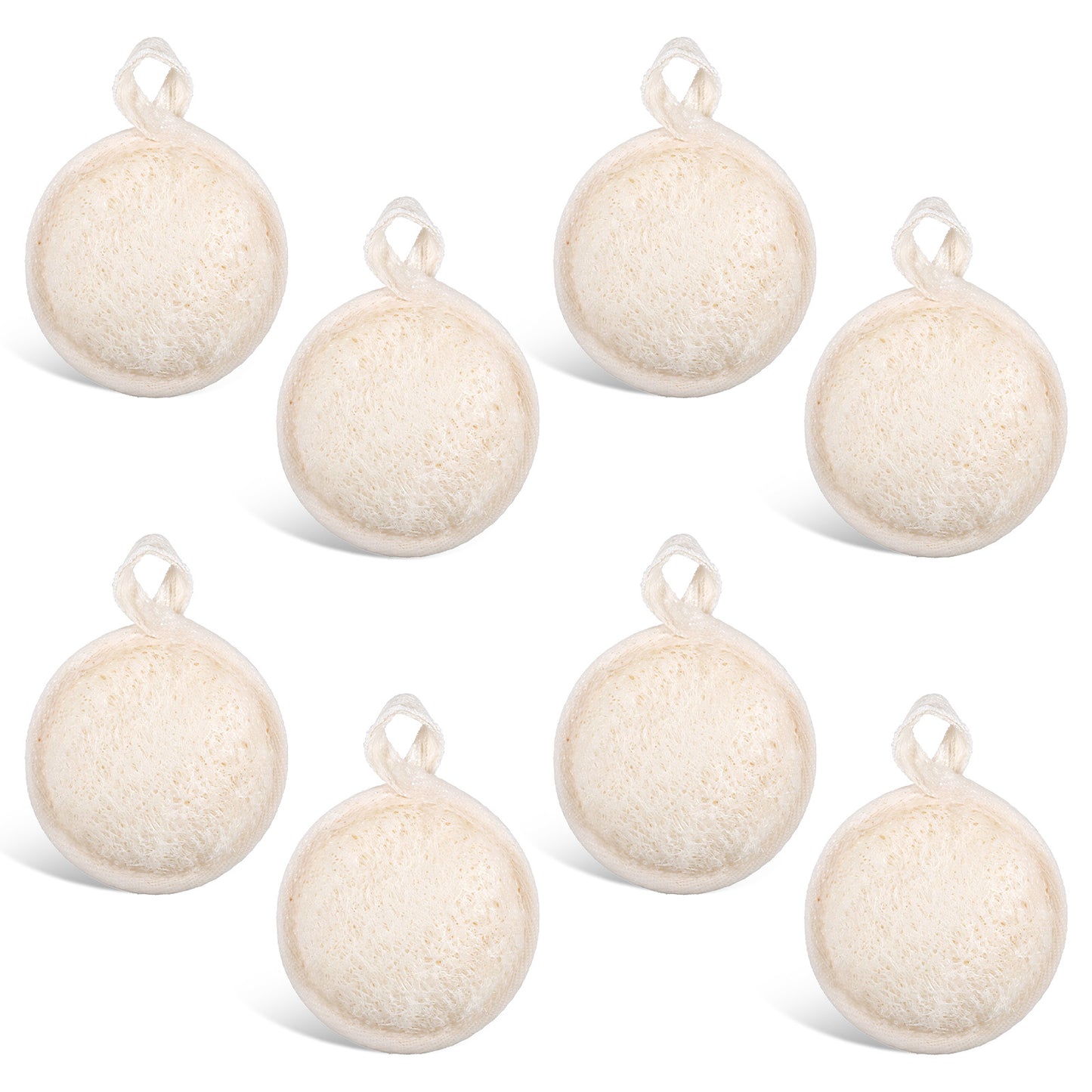 8Pcs Natural Loofah Exfoliating Face Pads 3.15Inches Face Exfoliator Scrubber Facial Cleansing Sponge for Women Men Bath Spa and Shower