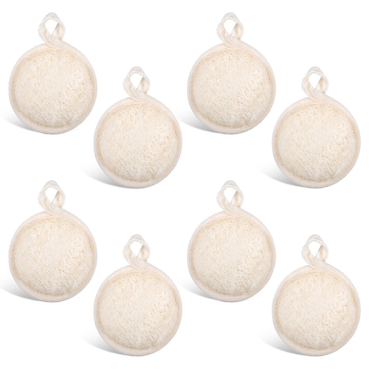 8Pcs Natural Loofah Exfoliating Face Pads 3.15Inches Face Exfoliator Scrubber Facial Cleansing Sponge for Women Men Bath Spa and Shower