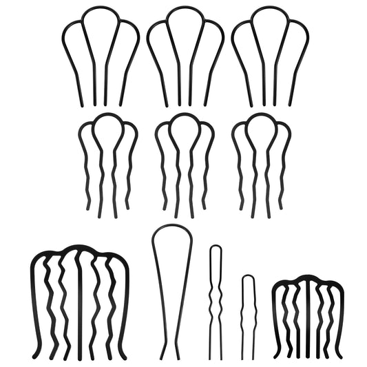 Metal Hair Side Combs 12 Pieces U Shaped French Twist Comb Vintage Hairstyle Fork Decorative Hair Combs French Twist Hair Clips for Women Messy Bun Maker Styling Accessories