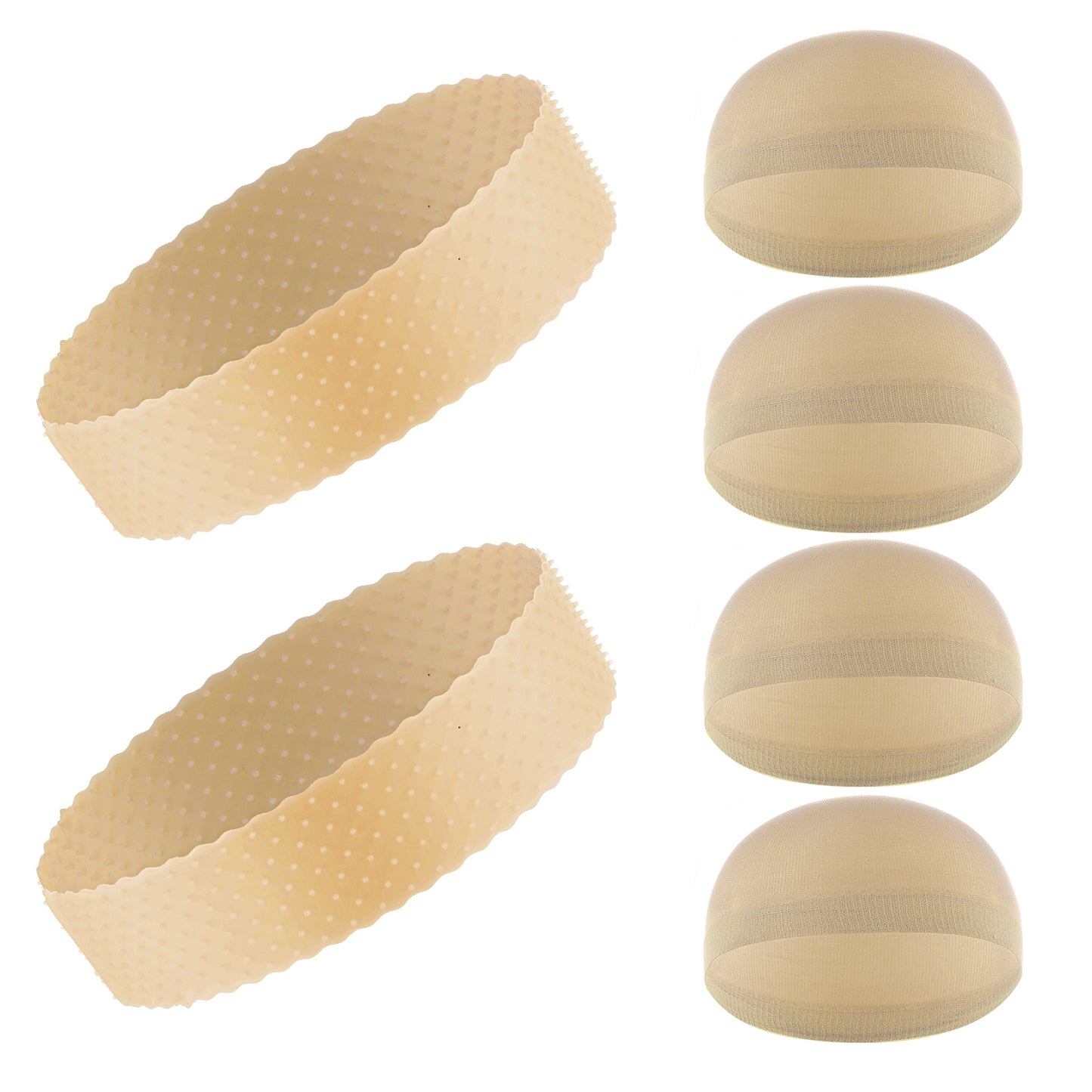 6 Pieces Wig Cap with Non-Slip Grip Band Elastic Silicone Wig Grip Cap for Glueless Lace Front Wigs, No Slip Headbands, Hair Cap for Women, Wig Accessories Kit(Brown)