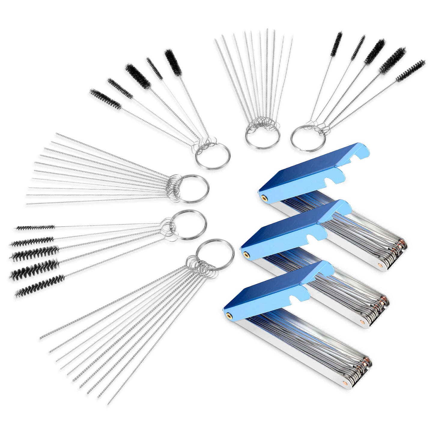 carburetor cleaning kit，30 Cleaning Needles + 15 Nylon Brushes+2 aluminum box carb cleaning kit for Motorcycle Moped Welder Carb Spray