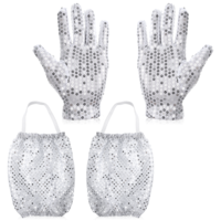 Tucnoeu Sparkly Sequin Gloves and Sequin Sock Covers, Halloween Glitter Set