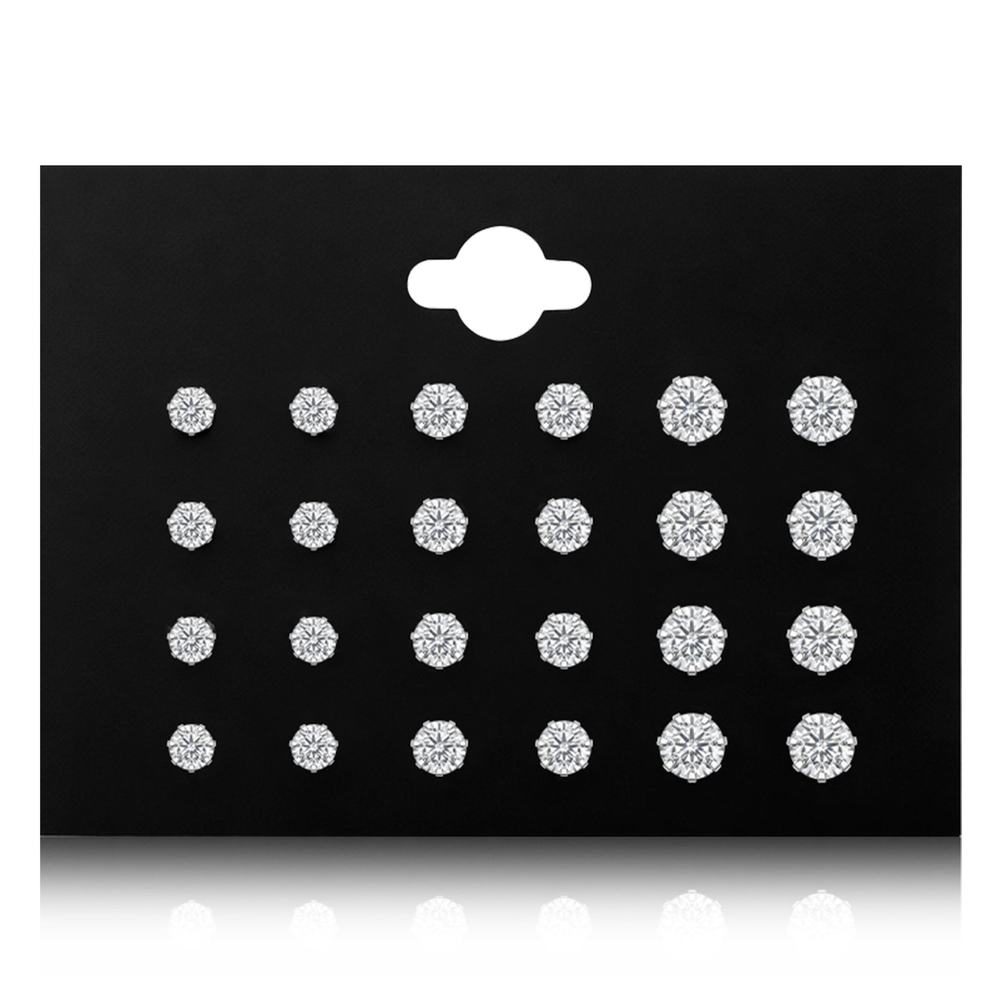 12 Pairs Diamond Stud Earrings for Women Cubic Zirconia Earrings Studs Set Silver Stud Earrings Set for Women Men Cartilage Jewelry 4-6mm