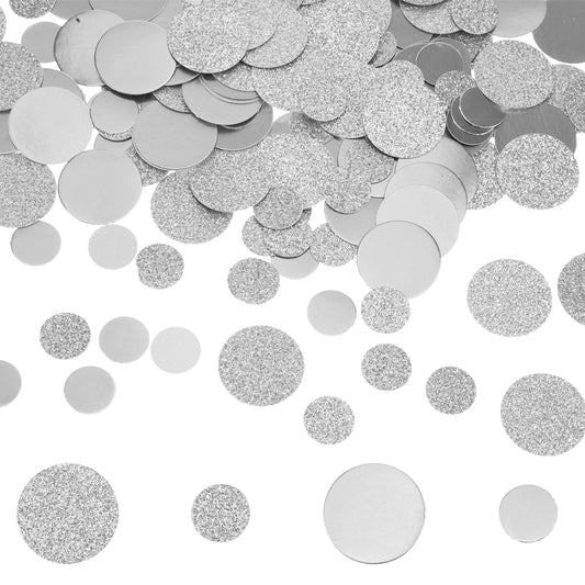 Confetti for Tables, 200Pcs Round Glitter Scatter Table Decoration， Confetti Craft for Wedding Bridal Baby Shower(Small (1.5 cm) and Large (2.5 cm),Silver,Small (1.5 cm) and Large (2.5 cm))