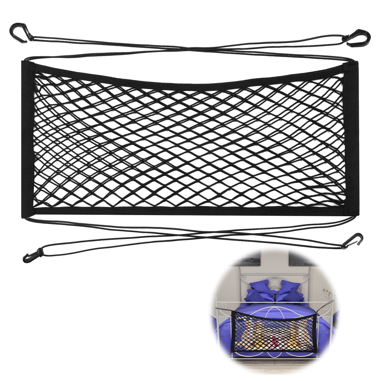 Soft Toy Storage, Elastic Hanging Stuffed Hammock， Toy Hammock for Stuffed Animals for Playroom, Bedroom, Living Room(Black）