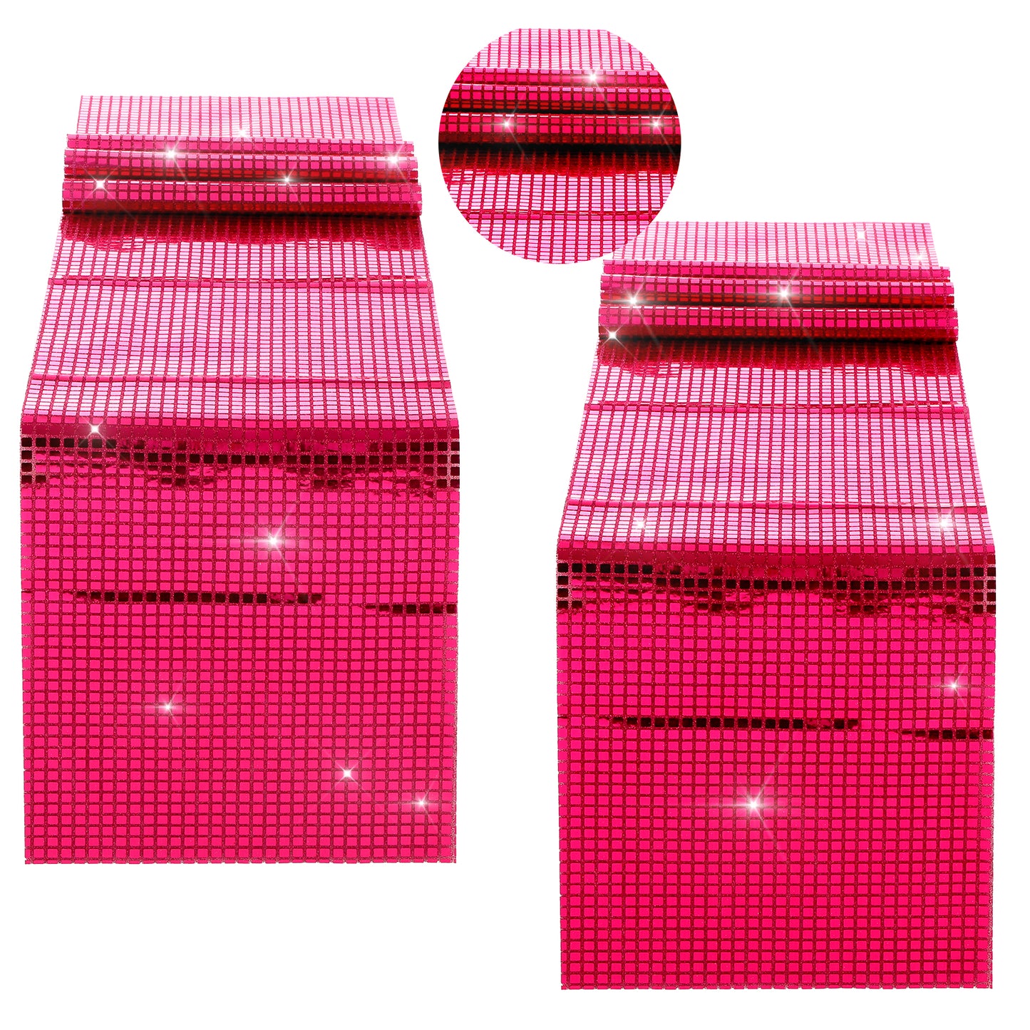 Lusofie 2 Pcs Glitter Disco Table Runners Sequin Disco Table Cloth 70s Disco Party Decorations Iridescence Silver Retro Table Cover For Disco Theme Parties Birthday Parties Table Cover.