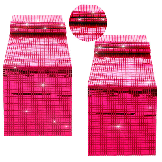 Lusofie 2 Pcs Glitter Disco Table Runners Sequin Disco Table Cloth 70s Disco Party Decorations Iridescence Silver Retro Table Cover For Disco Theme Parties Birthday Parties Table Cover.
