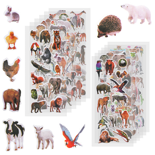 Wild Animals Stickers 24 Sheets Realistic Forest Animal Stickers Zoo Animal Stickers Party Favors Gifts Stickers No Residue Washable Decals for Kids, Students, Water Bottle, Laptop