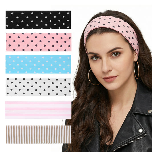 Polka Dot Headband Set - 6PCS Cute Head Bands for Women, Polkadot Headband Fashion Accessories