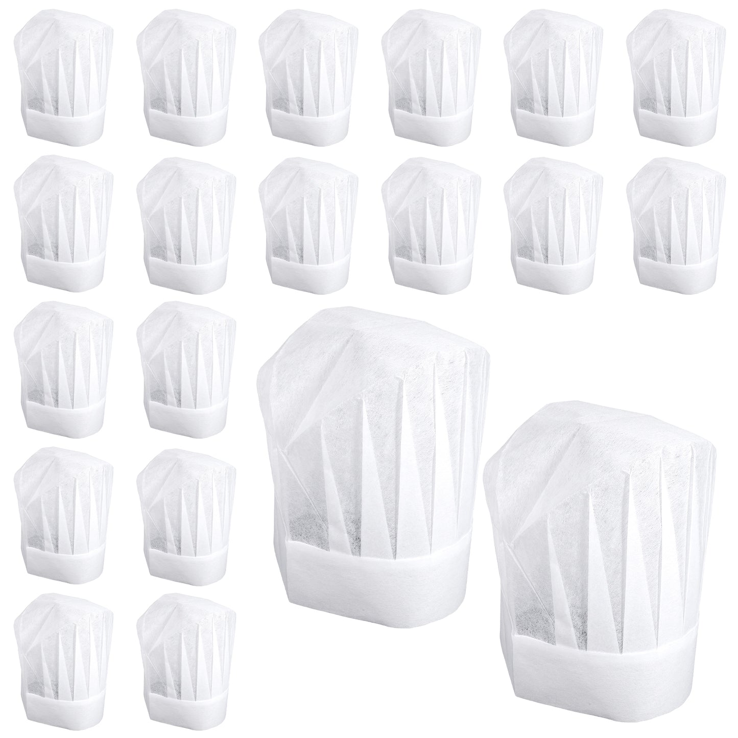 HekouJiub 20Pcs Paper Chef Hats for Kids, Breathable Kids Chef Hat Disposable, Non-Woven DIY Bakers Hat Bulk for Baking, Cooking, Activity, Pizza Party White