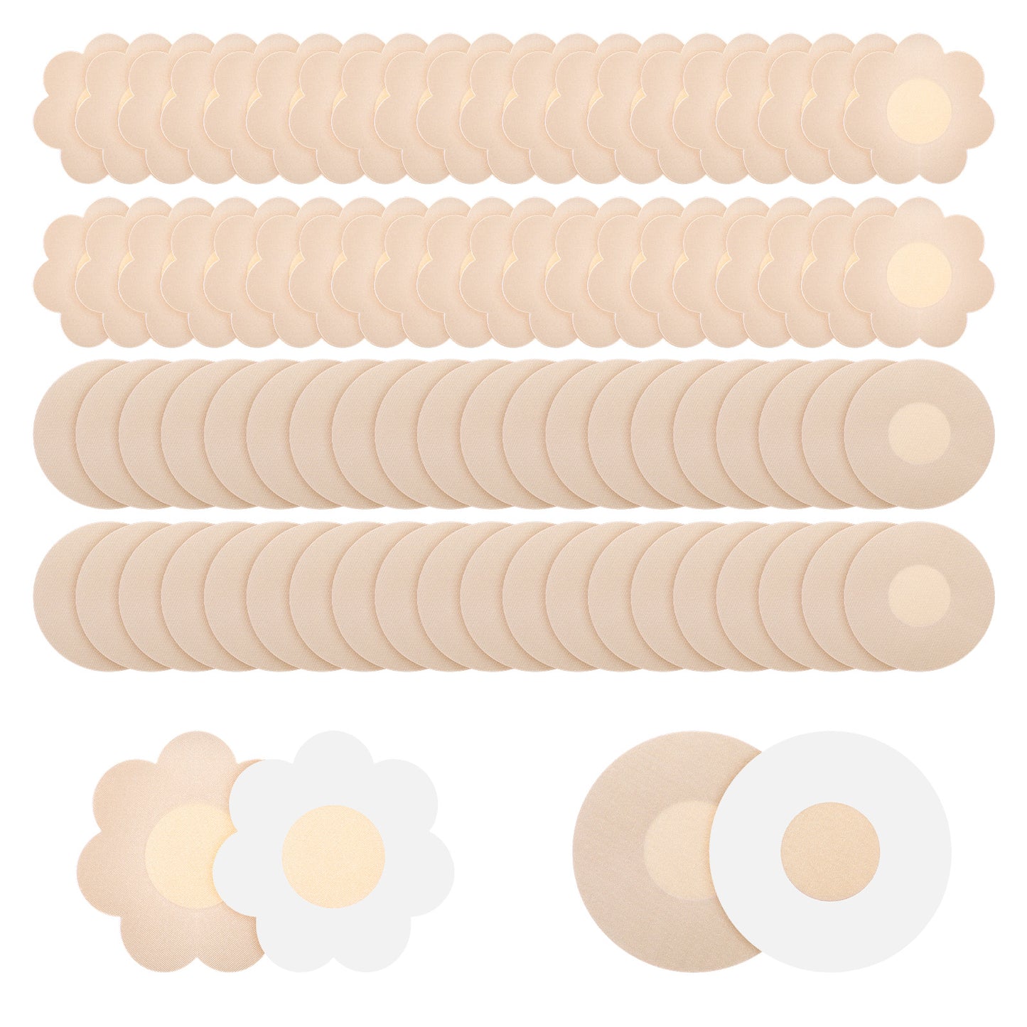 Neyauo 80 Pcs Disposable Nipple Covers for Women No-Show Satin Nipple Stickers Self Adhesive Breast Pasties Ultra-Thin Breathable Invisible Nipples Patches and Breast Pads(Skin Color)